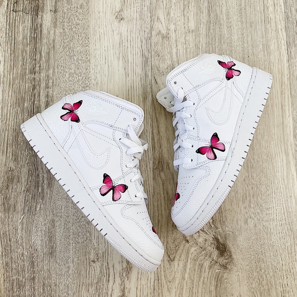 Nike custom 🦋 air jordan 1 mid sneakers - Picture 6 of 7